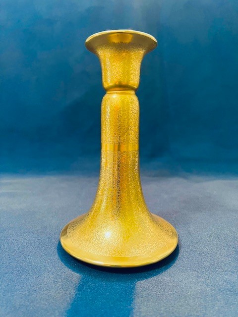Antique "Stouffer's Studio" 7" Tall Gilded Candlestick - Gold Embossed