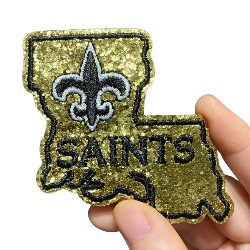 NFL New Orleans Saints Louisiana Football Metallic Iron-On Patch 3.1"W 3"H