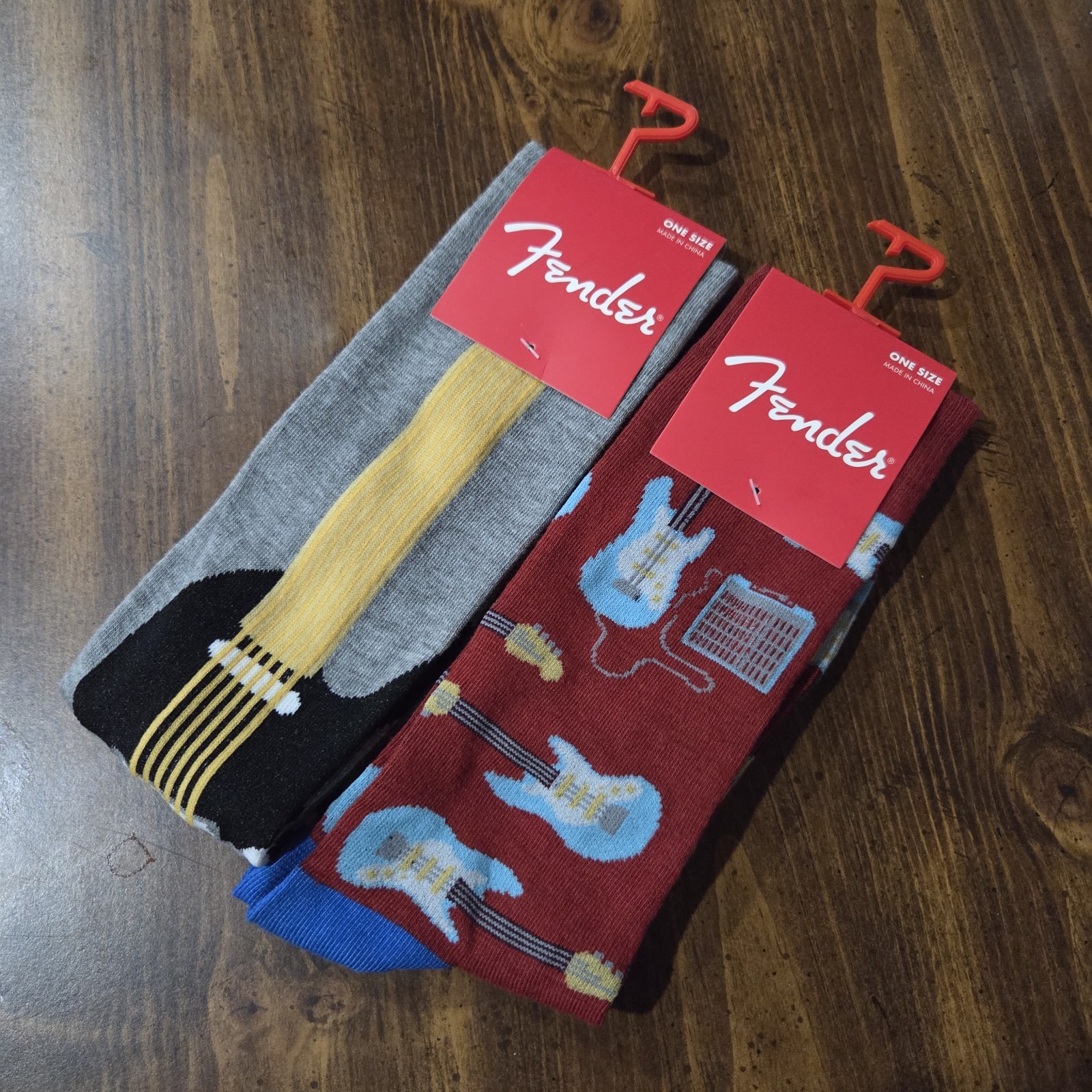 Novelty Socks Fender Guitar One Size Bundle Lot 2 Pair