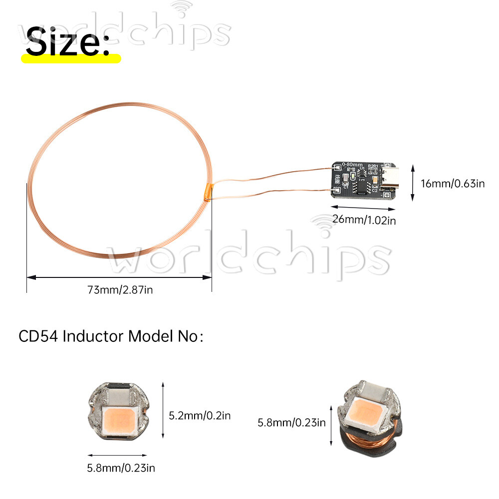 0~80mm Induction Wireless Power Supply Transmitter Coil Module + 5PCS Led Lamp