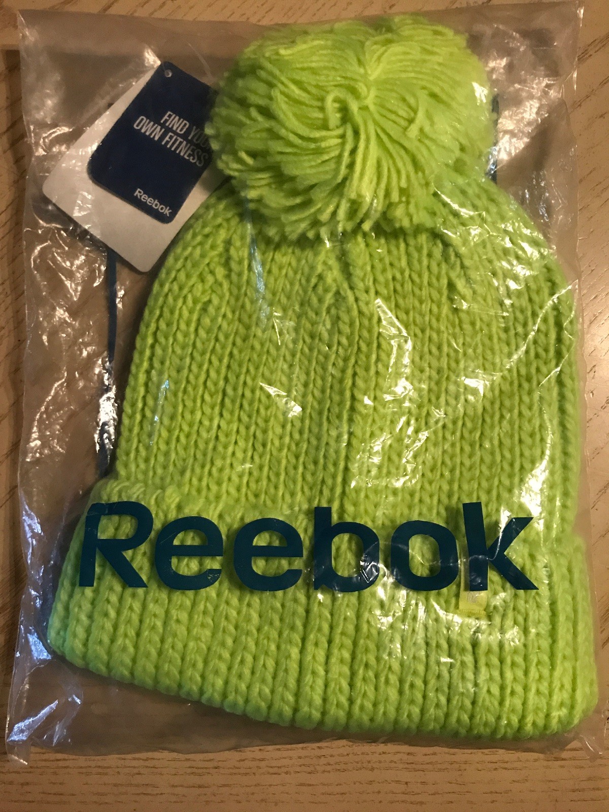 Reebok Beanie Knit Shell Fleece Lined Color Green