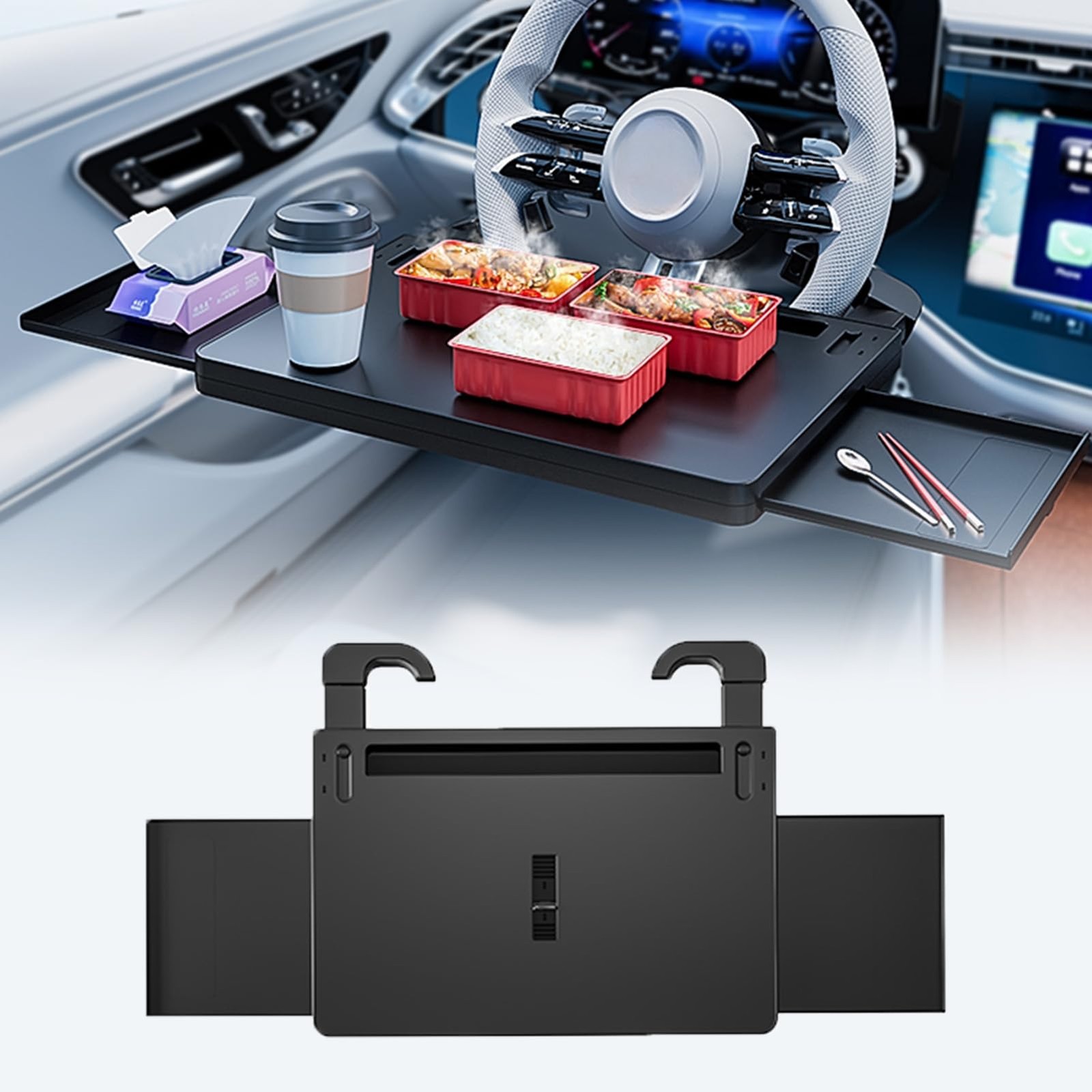 Steering Wheel Tray, Car Food Tray, Car Desk for Laptop, Multipurpose Car Tab...