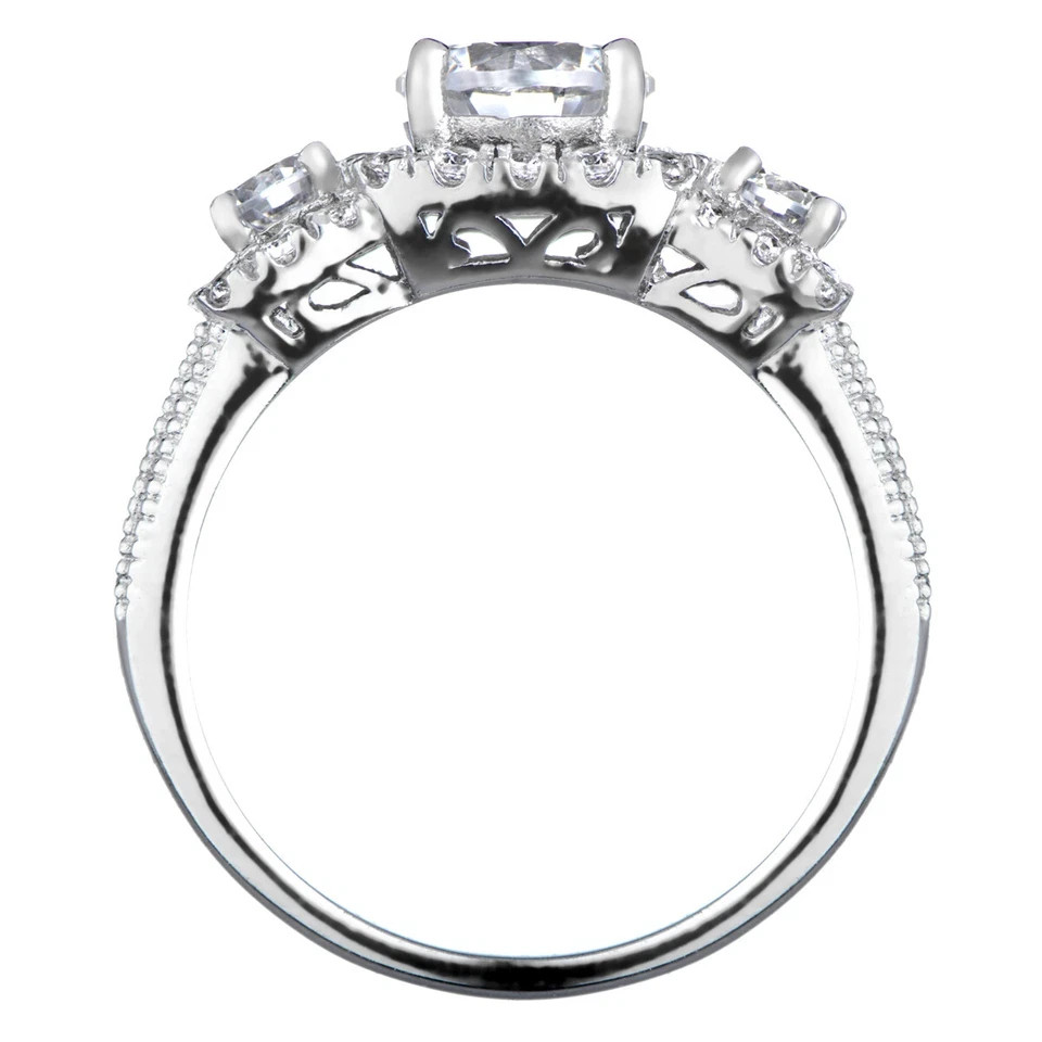 Round Cut 1.70 Ct VVS1 White Diamond Lab-Created Wedding Ring 14K White Gold FN
