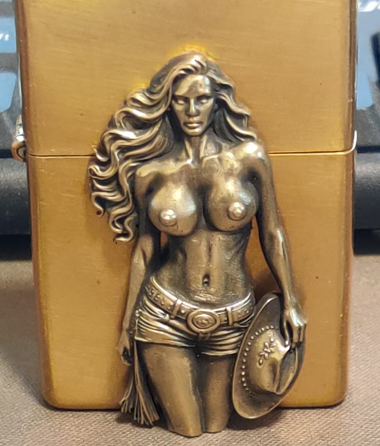 1 piece Lighter accessories Brass Sexy long haired girl DIY sticker