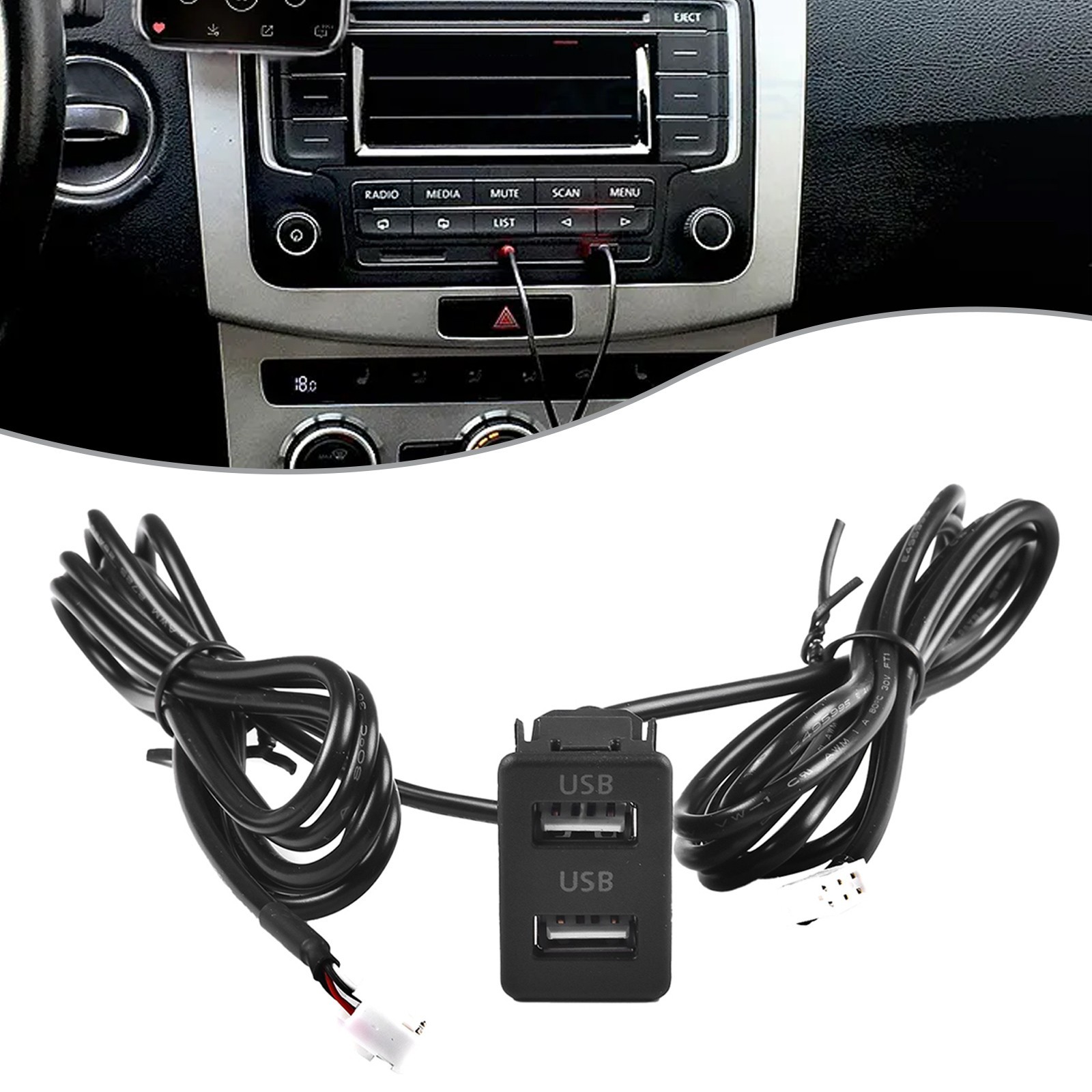 Reliable Performance Car Dual USB Port Panel Interface Extension Cable