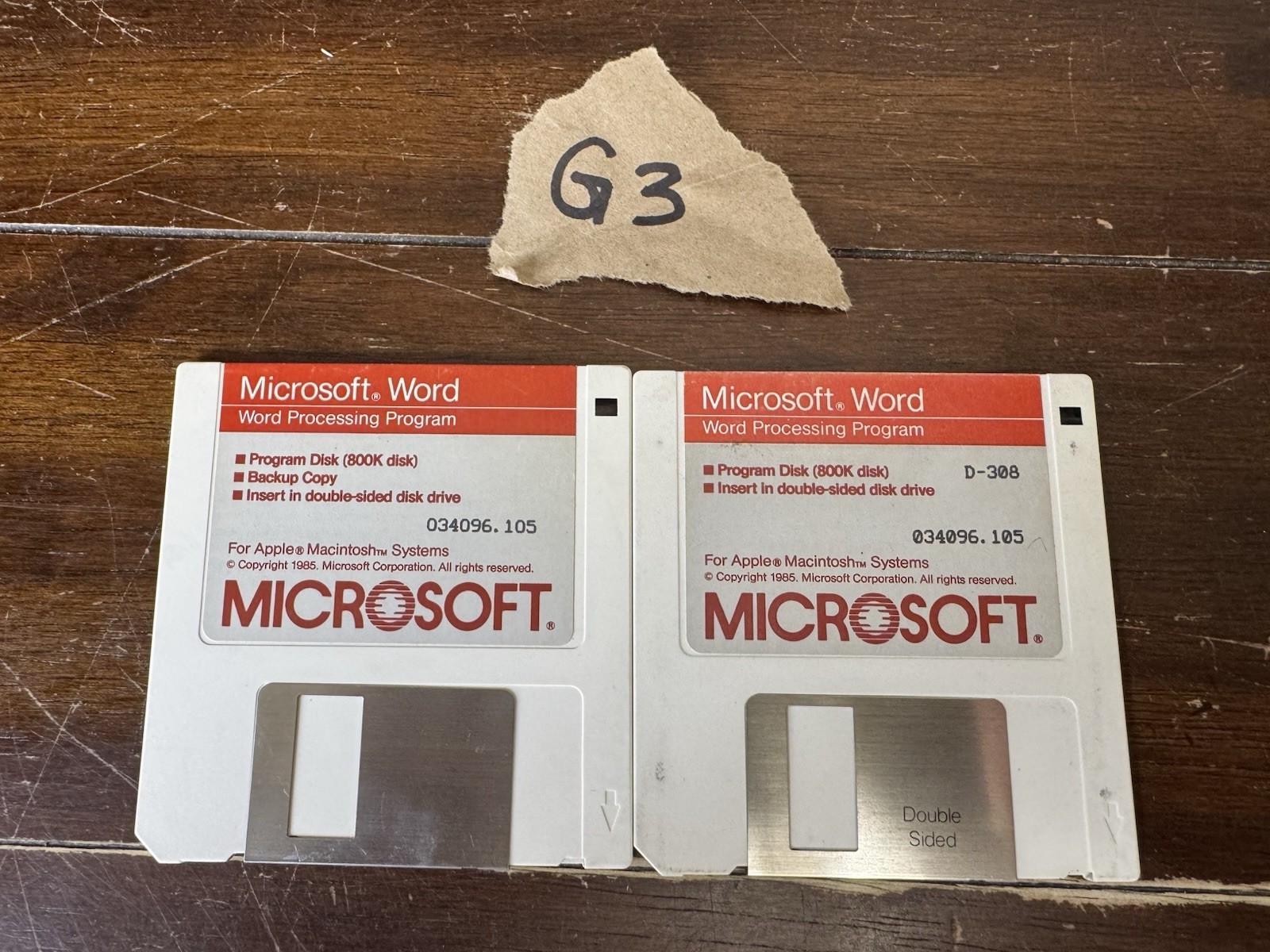 Vintage 1985 Microsoft Word for Apple Macintosh 3.5" Floppy Disks 800K Program