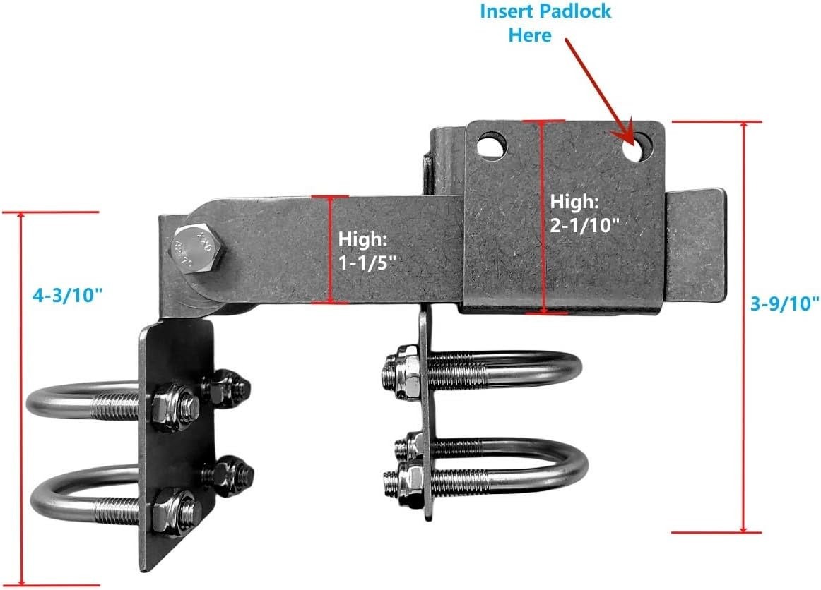 Double Gate Latch for 1-3/8" Gate Frames, Farm Gate Latch Strong for Swing Gates