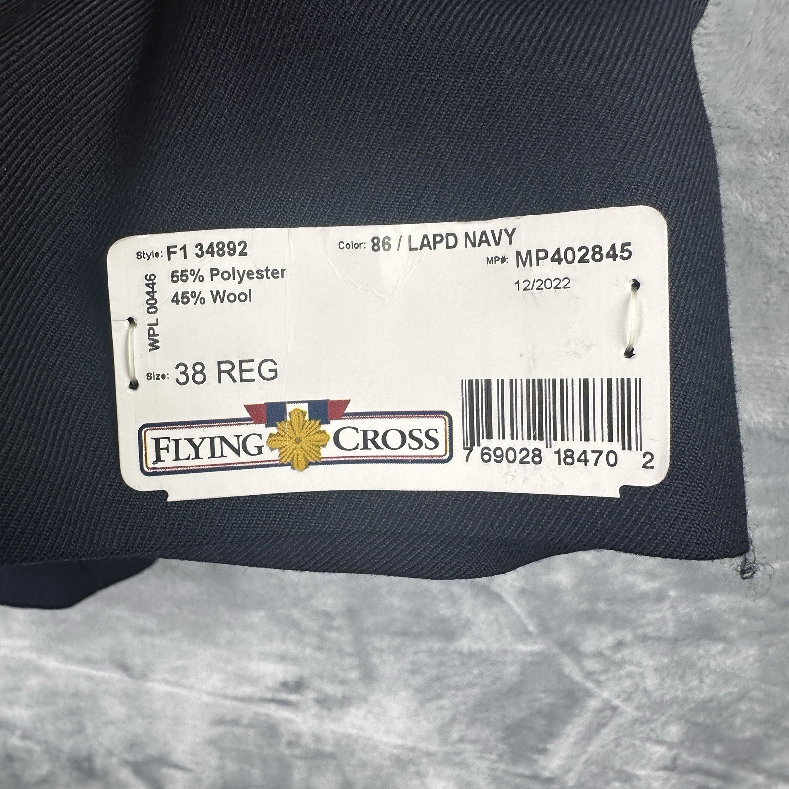 Flying Cross Navy Double Breasted Dress Blazer 38 Regular Wool Polyester Blend