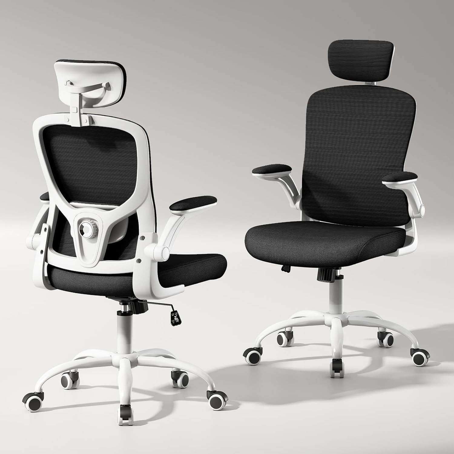 Office Computer Desk Chair Lumbar Support & Headrest Ergonomic Mesh Back Swivel