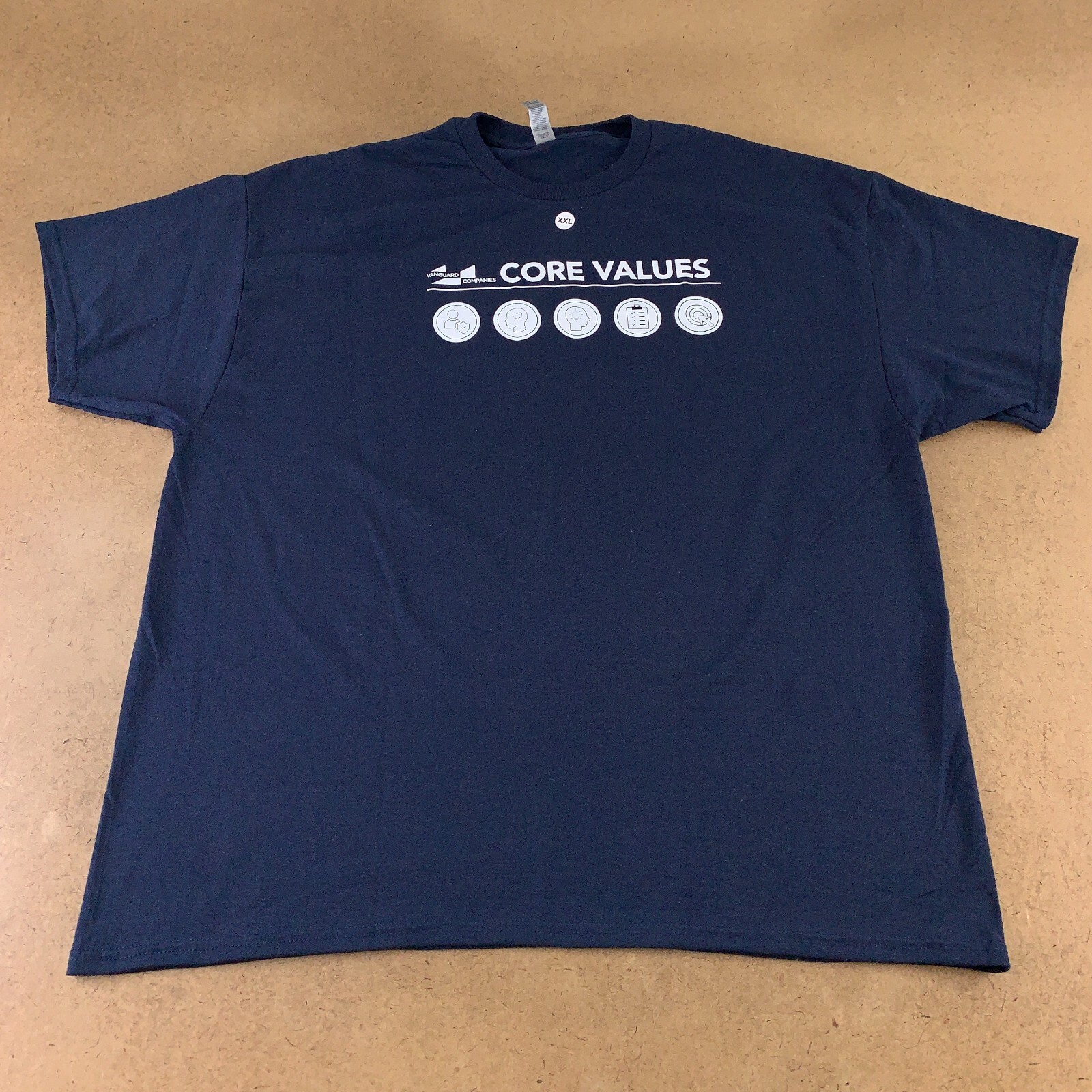 Gildan Men's Size 2XL Navy Vanguard Companies Core Values Graphic T-Shirt New