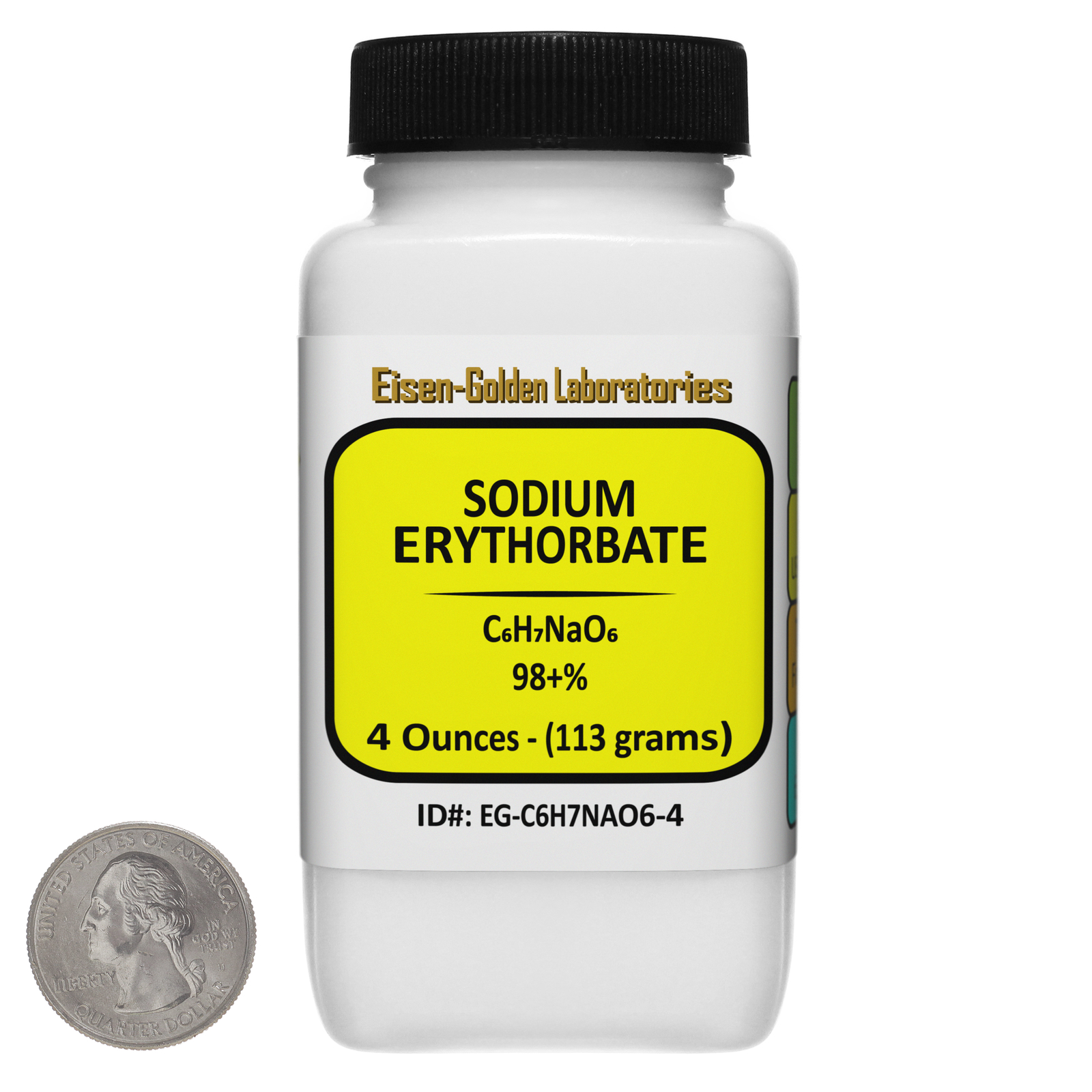 Sodium Erythorbate [C6H7NaO6] 98+% USP-FCC Food Grade Powder 4 Oz in a Bottle