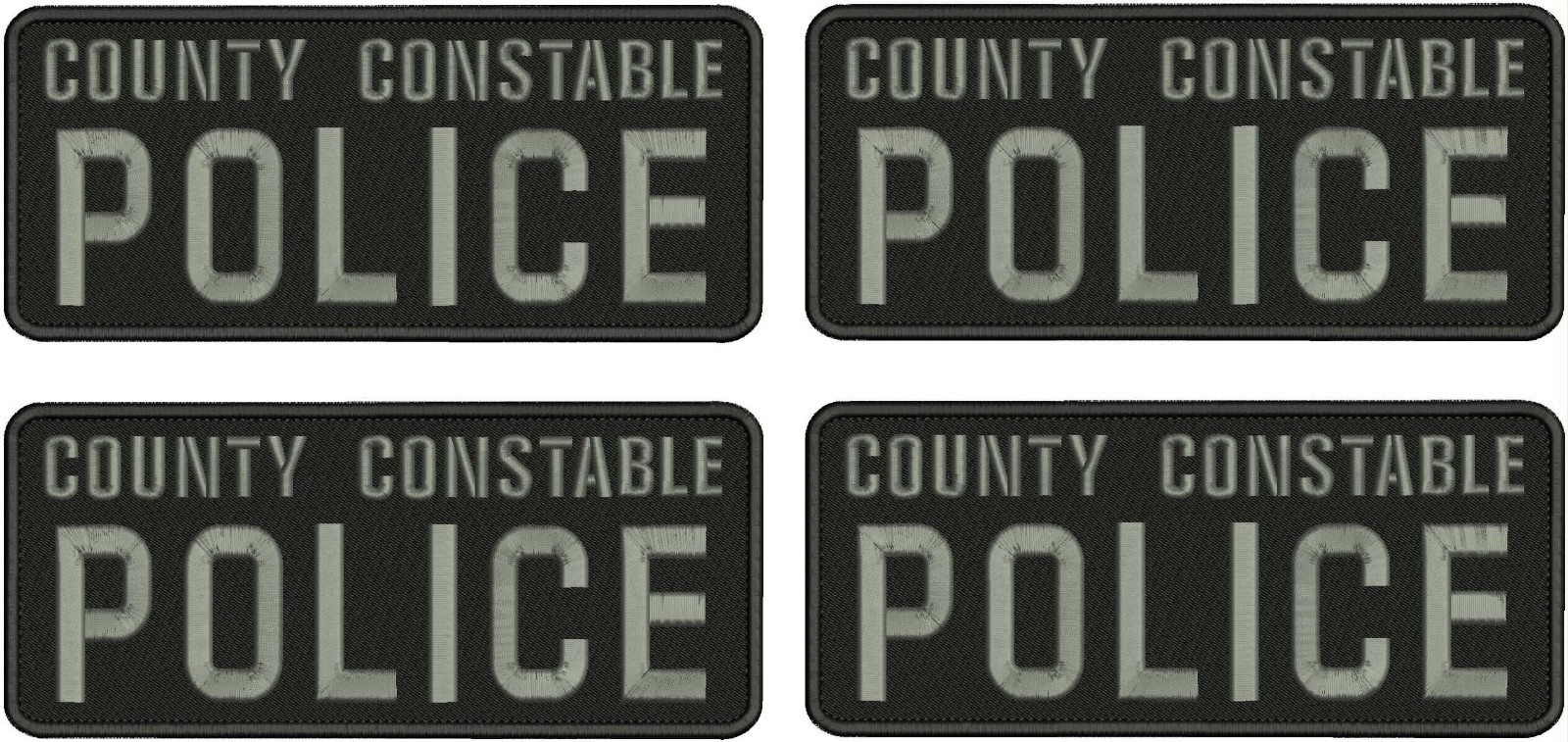 COUNTY CONSTABLE POLICE 4 EMB PATCH 4X10 HOOK ON BACK GRAY ON BLACK