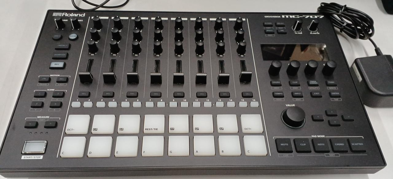 Roland MC-707 Groovebox Used w/ AC Adapter Scratches & Signs of Use