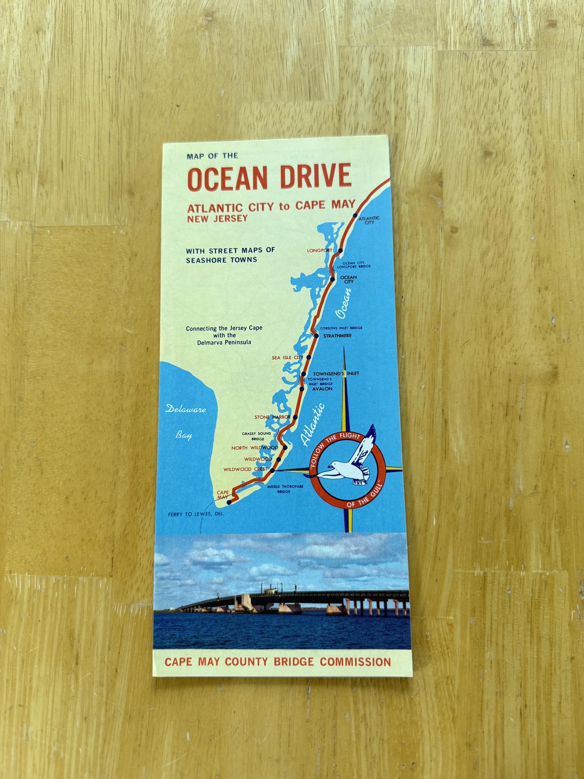 Vintage Ocean Drive Atlantic City Cape May New Jersey Map Folded Brochure USA