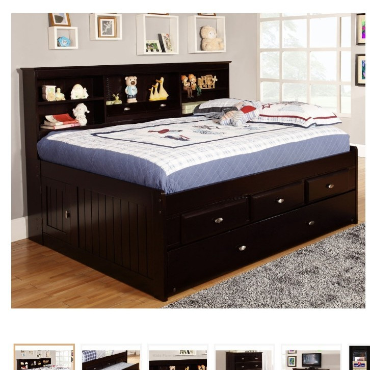 Discovery Espresso Full Captain's Day Bed Bookcase Headboard Trundle 3 Drawers