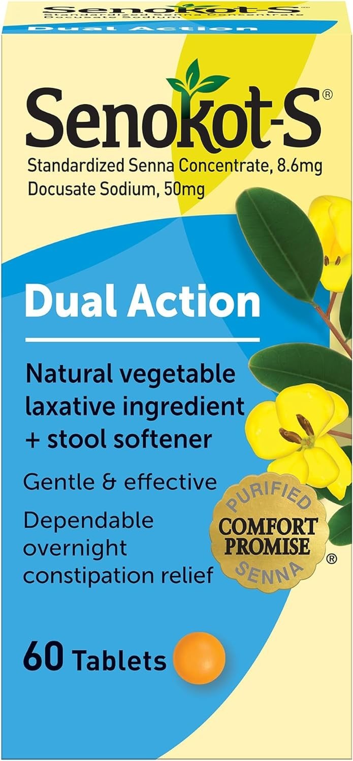 Dual Action 60 Tablets, Natural Vegetable Laxative Ingredient Plus Stool Soft...