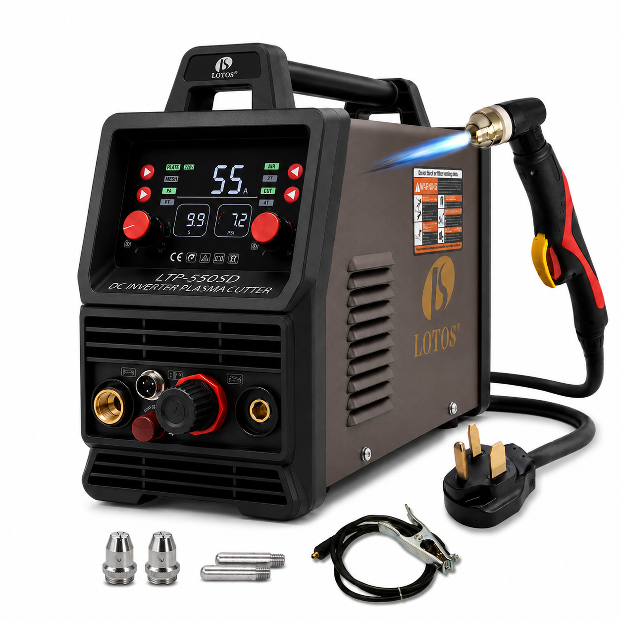 Lotos 55 Amp Plasma Cutter LTP5505D Pilot Arc 110V/220V Rust Removal Mode 5/8"