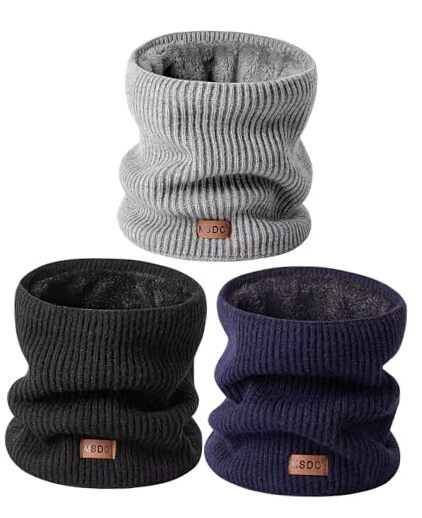 Winter Neck Gaiters for Men 3 Pack,Neck Warmer Men Women Black ,Grey and Navy