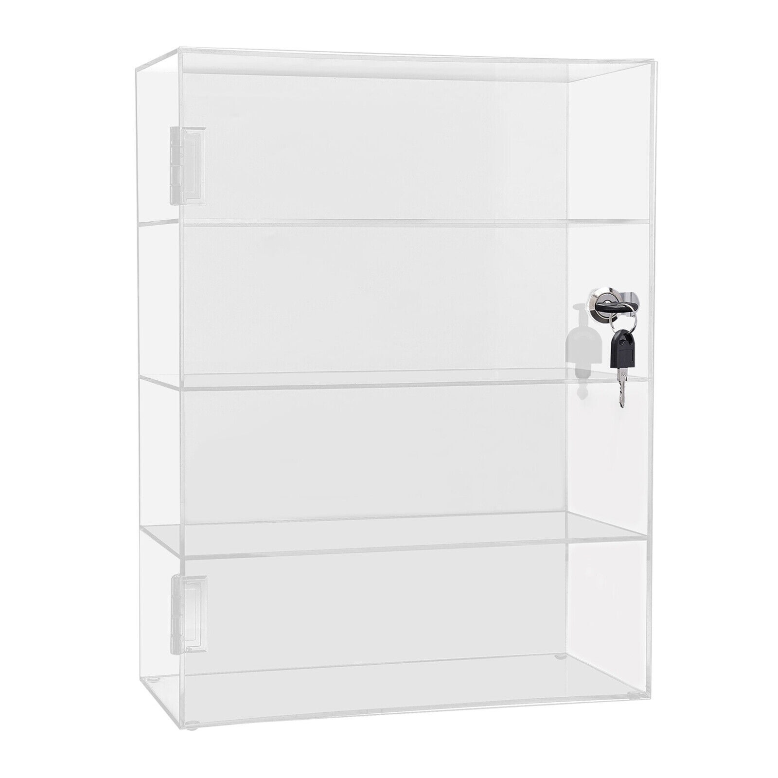 4-Layer Clear Acrylic Display Case 30 × 15 × 40 cm Lockable Countertop Showcase