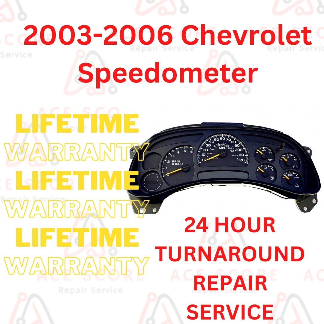 2003-06 Chevrolet Speedometer Cluster UNIT, Repair Service w/ BLUE LEDs