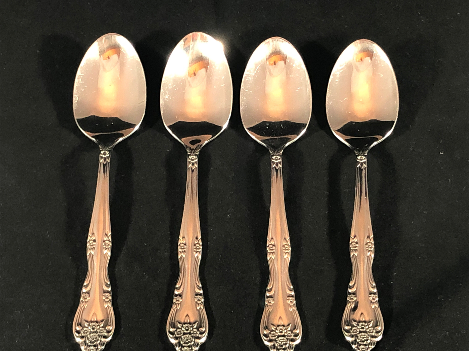 4 Vintage Rogers Dream Rose Stainless Flatware Teaspoons Spoons Korea