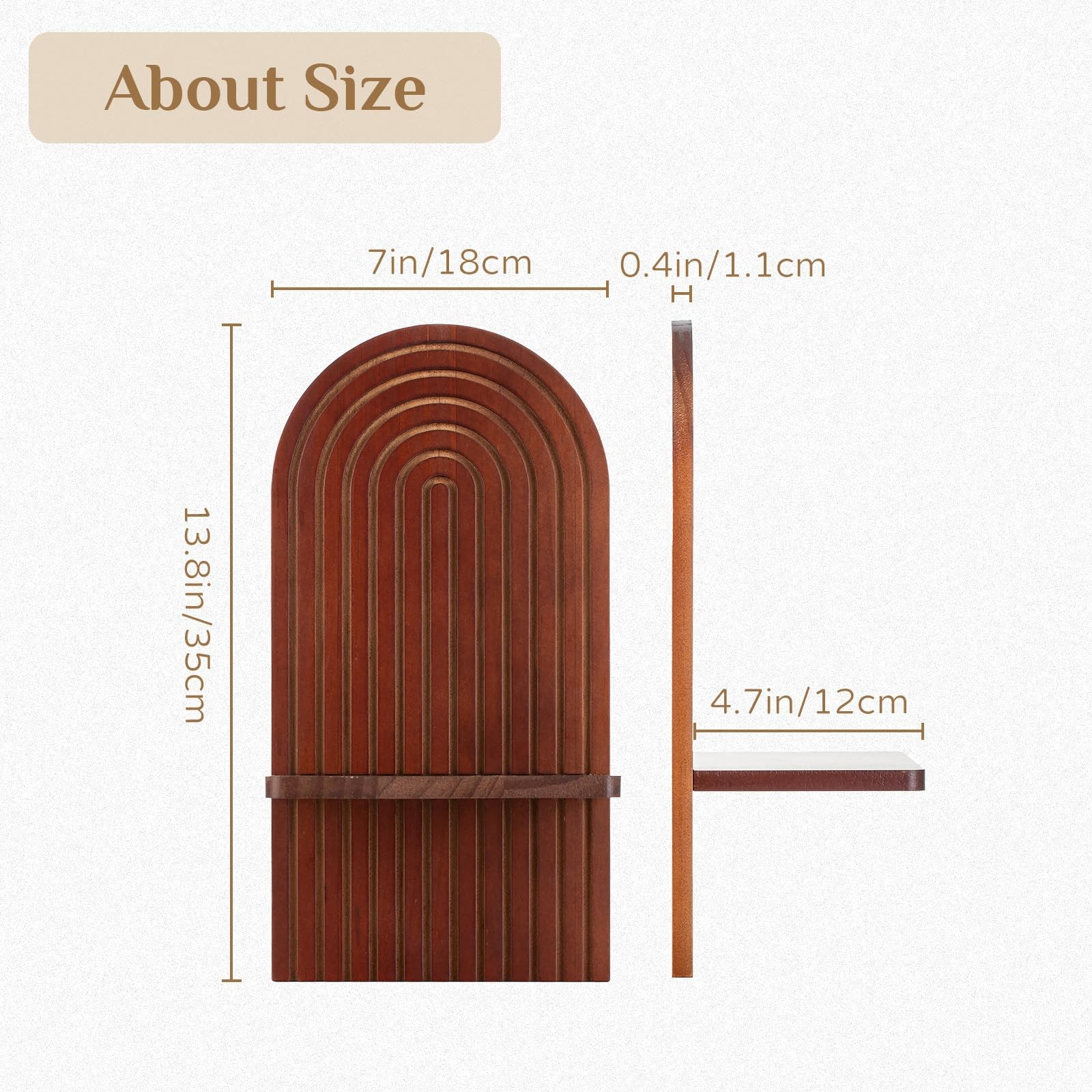 Mid Century Modern Decor: Walnut Boho Floating Shelves Arched Wall Decor for ...