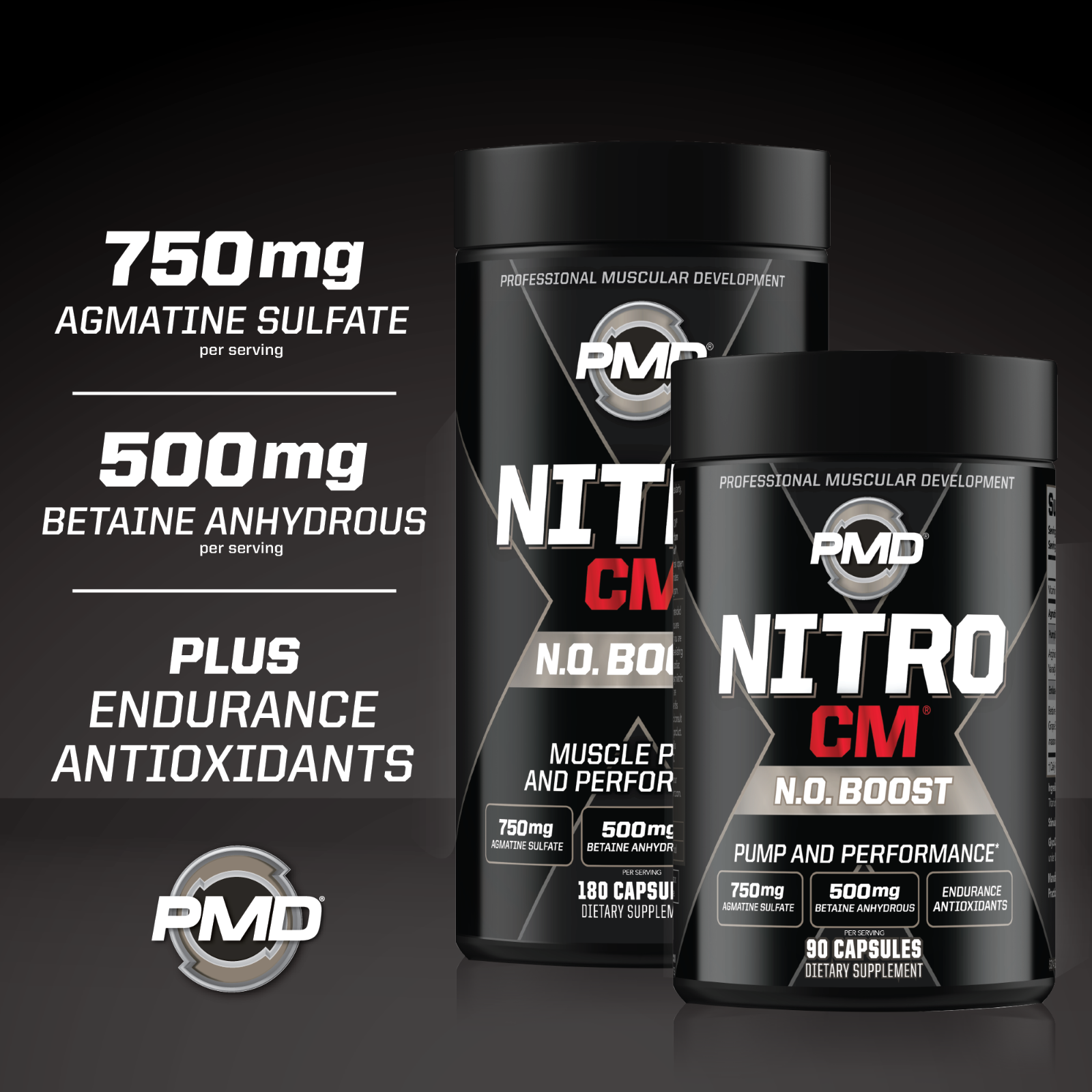 NITRO CM - Nitric Oxide Formula for Muscle Pumps & Performance - (180 Capsules)