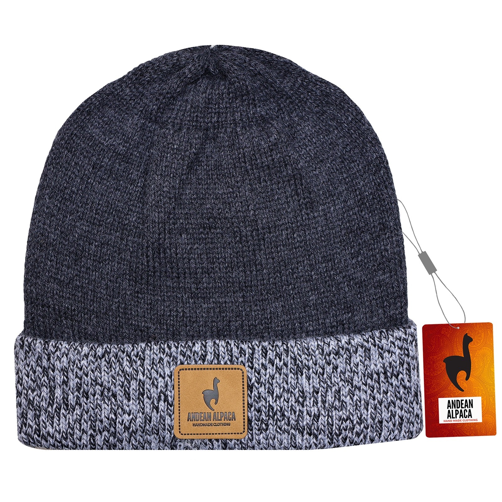 HANDMADE ANDEAN ALPACA DARK GRAY REVERSIBLE HAT BEANIE