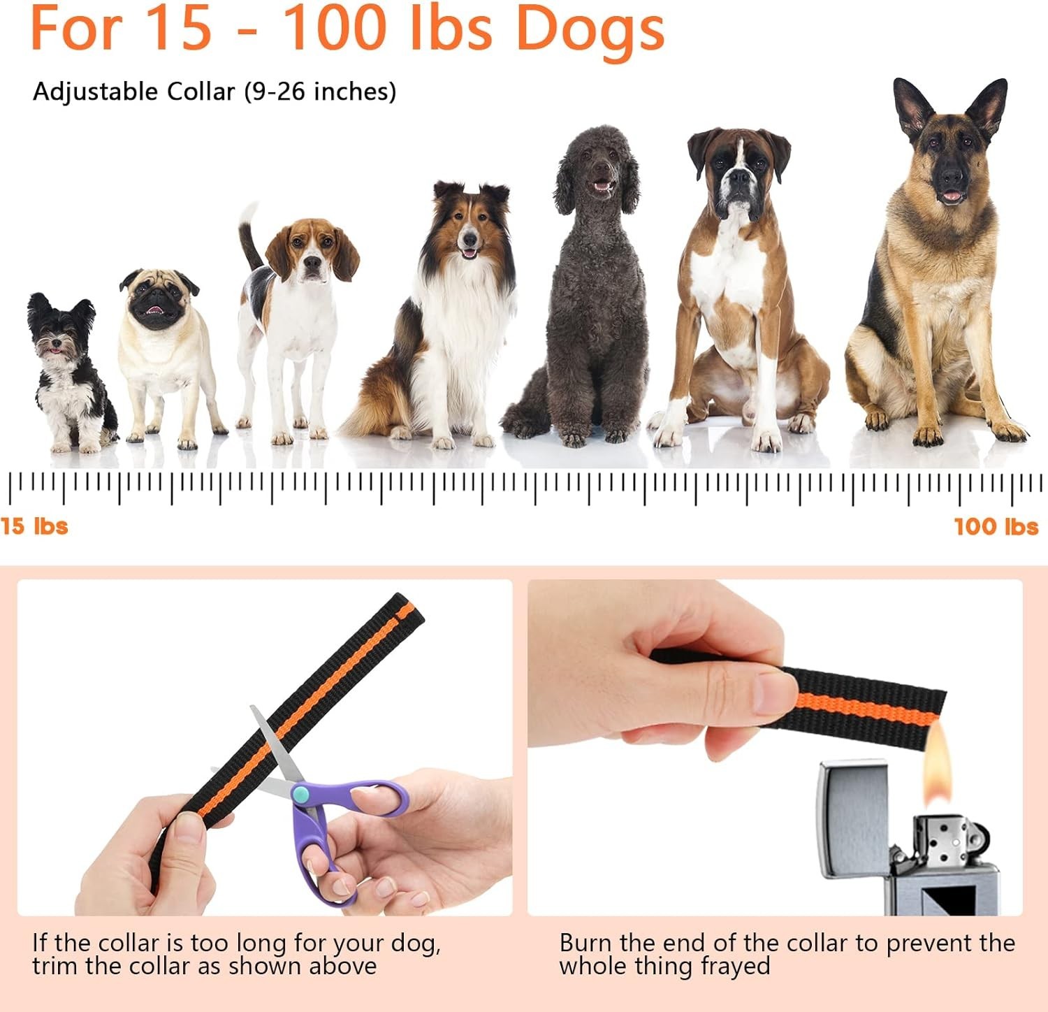 Waterproof Dog Training Collar - Shock, Vibration, Beep Modes, 1300ft Range