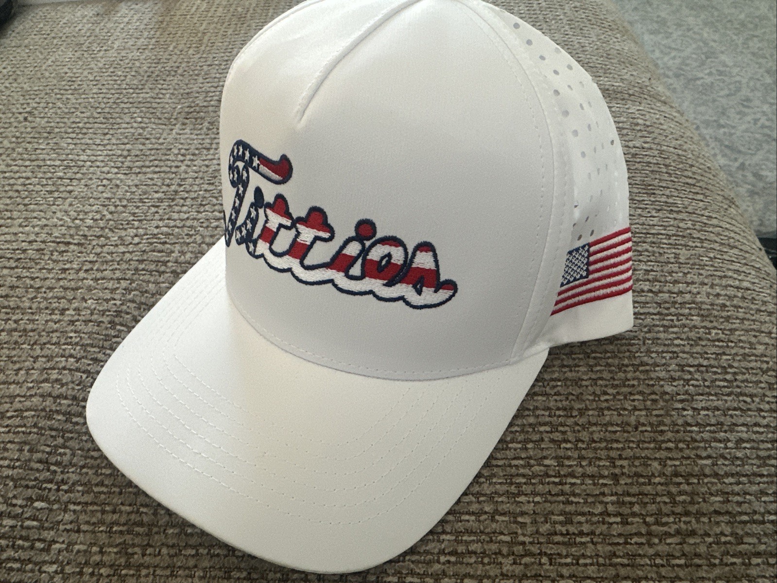 NEW Titties Golf Hat white adjustable patriotic US Flag T14