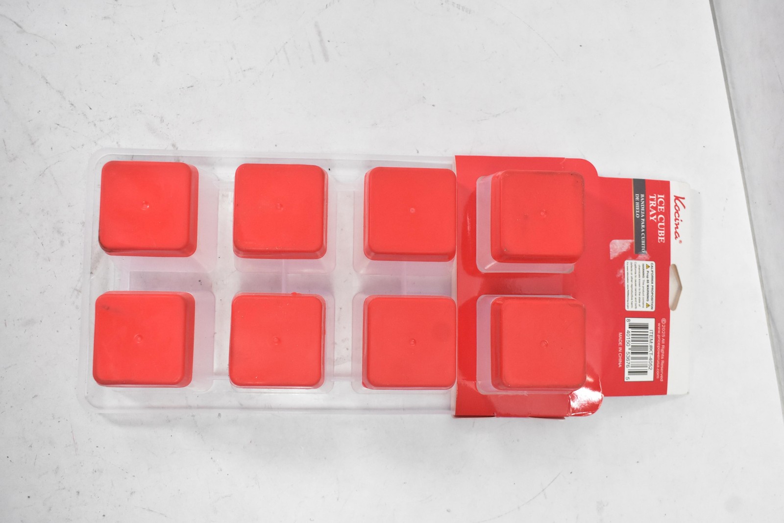 Kocina Ice Cube Tray Set Of 3 Red Square 8-Cube Stackable Plastic KT-4052