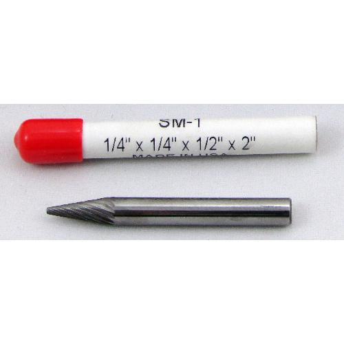 Carbide Burr (SM-1) Pointed Cone - Single Cut - 1/4 x 1/4 x 1/2 x 2