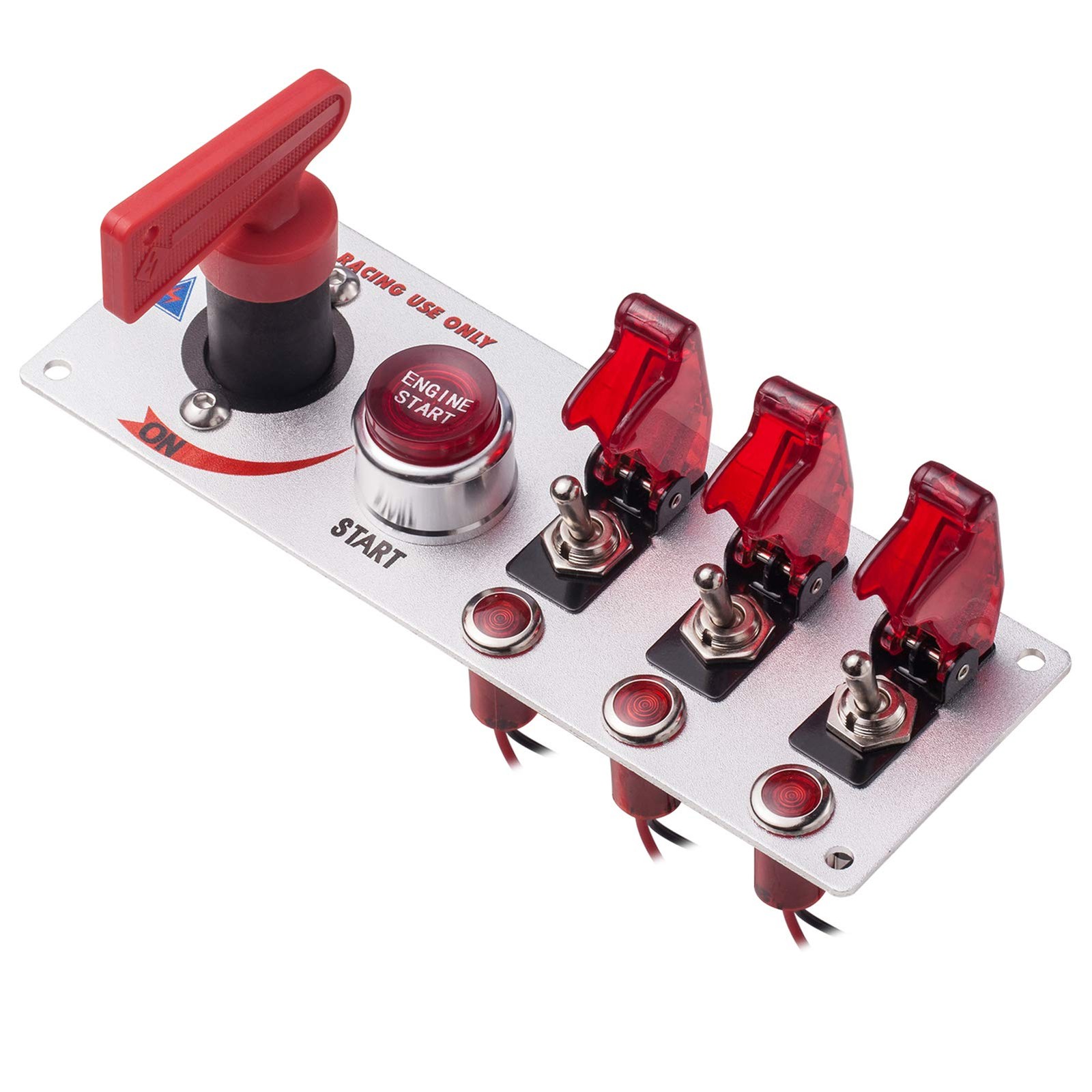 JIANFA 12V Racing Car Ignition Switch Panel with Engine Push Button Silver