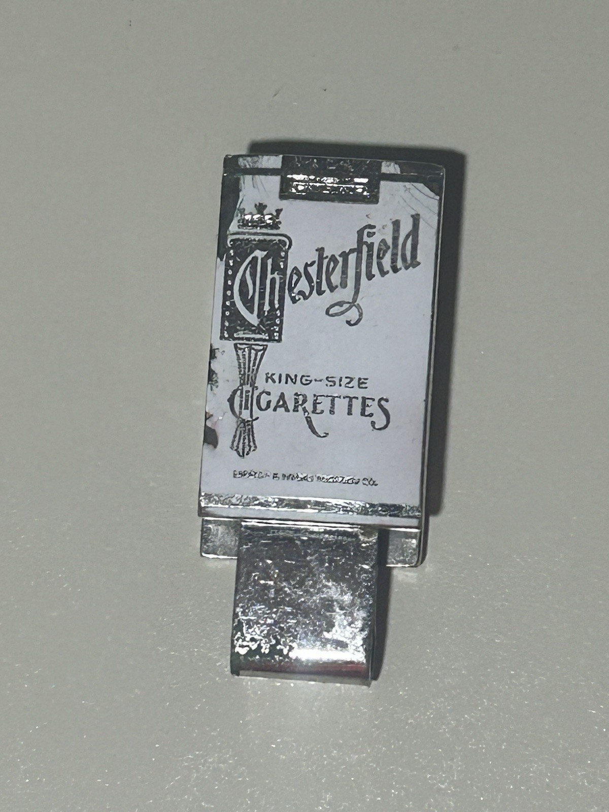 Vintage Chesterfield Cigarettes Money Clip Promo White