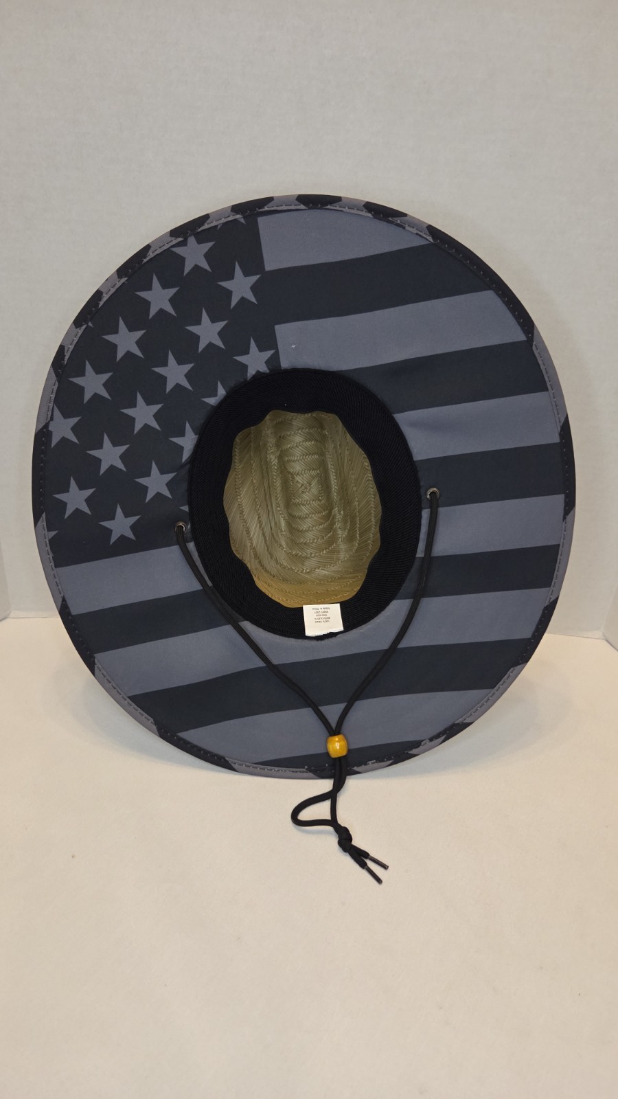 Baja Straw Sun Hat Camo One Size Chin Strap Flag Black Grey