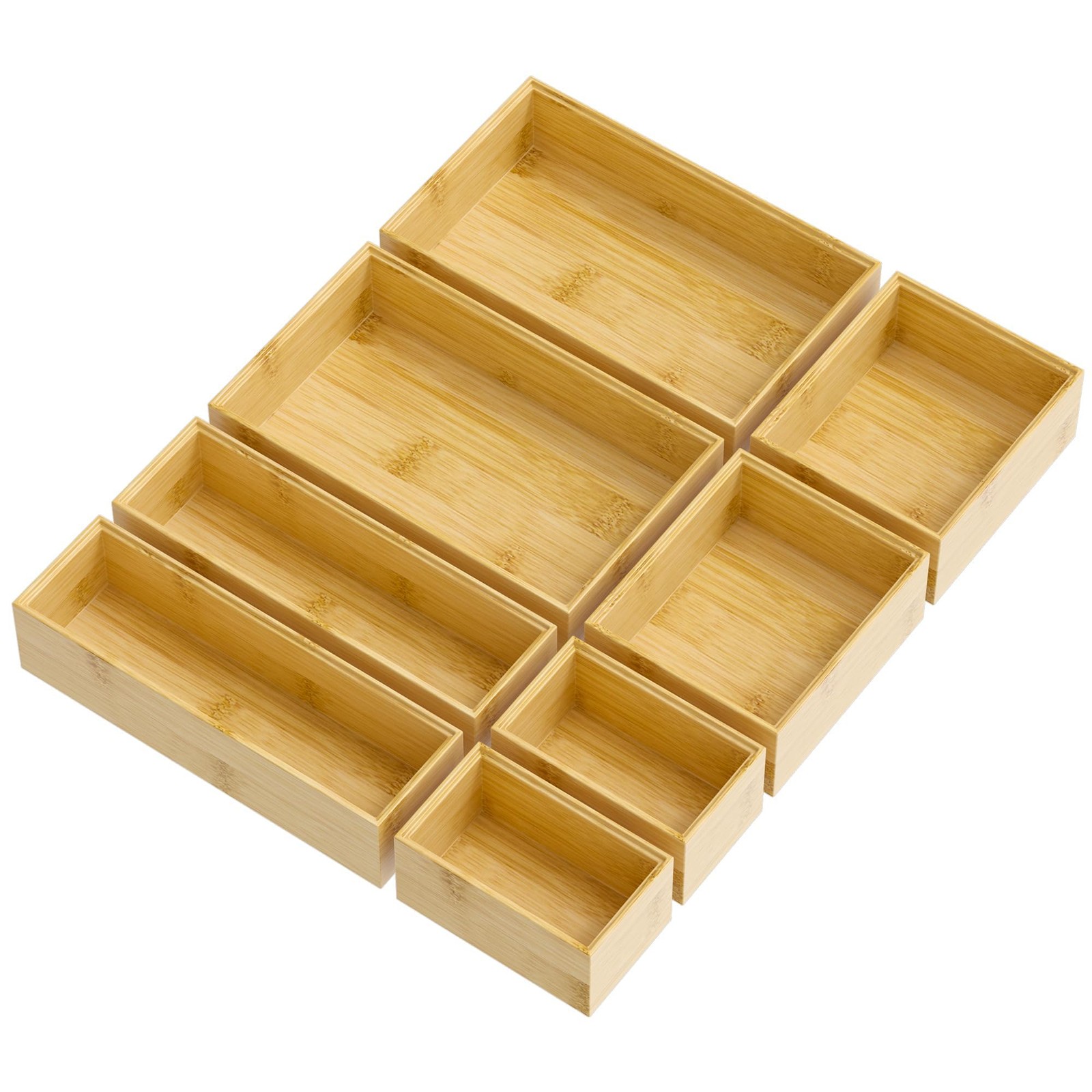 Greatseas Bathroom Drawer Organizer Trays, Bamboo Silverware 8 PCS,