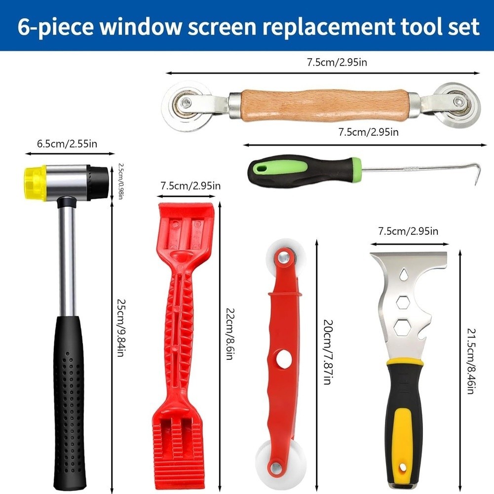 Glass Installation Tool Set 6 pcs for Window Screen Replacement and Frame Work