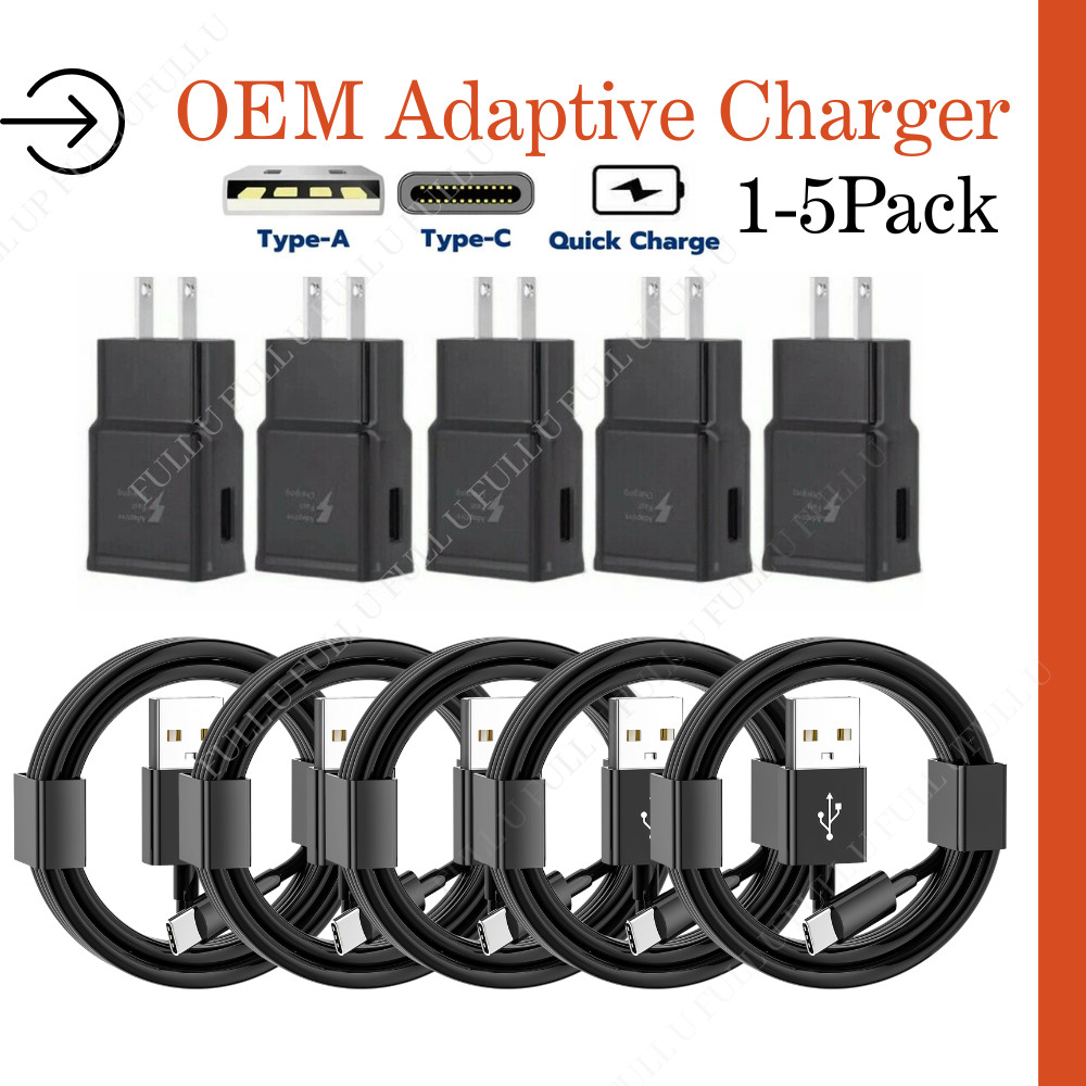 Fast Charging Block for Samsung Android USB Charger Plug Adapter USB C Cable Lot