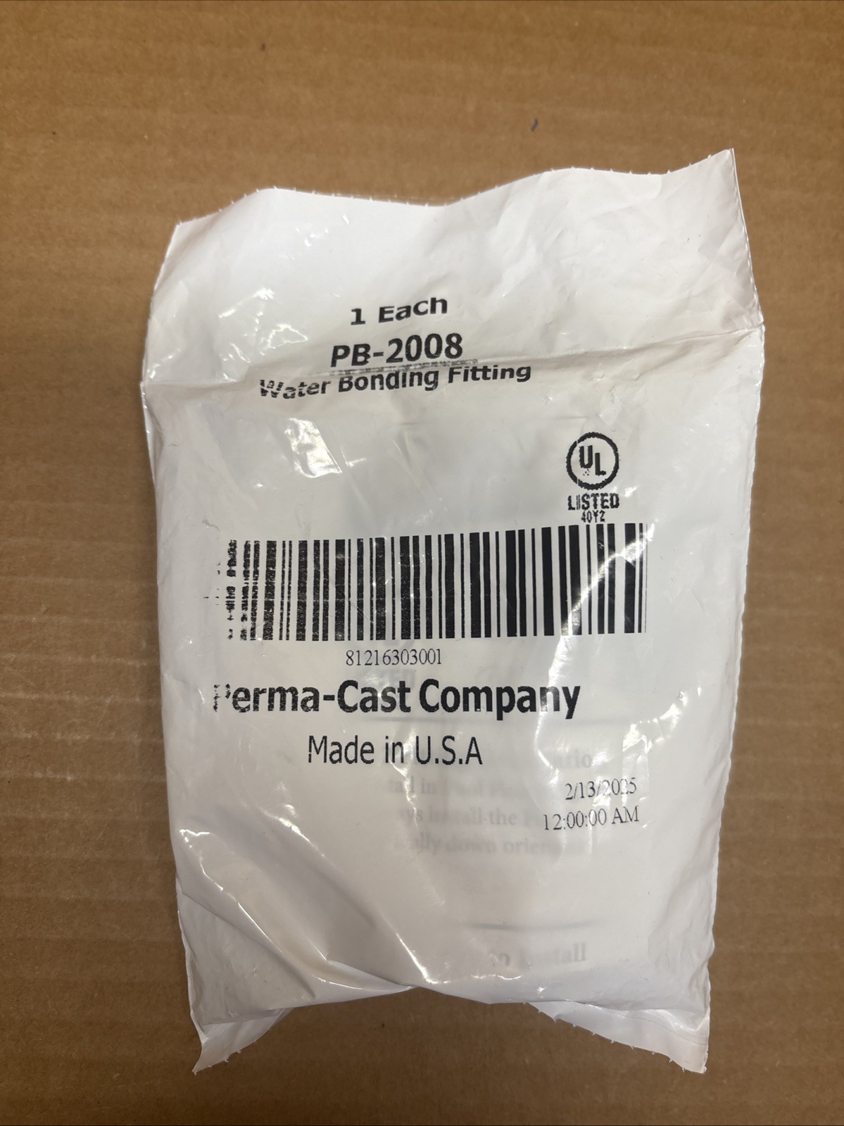 Perma-Cast 1" MPT Water Bonding Fitting Plumbing PB2008 PB-2008