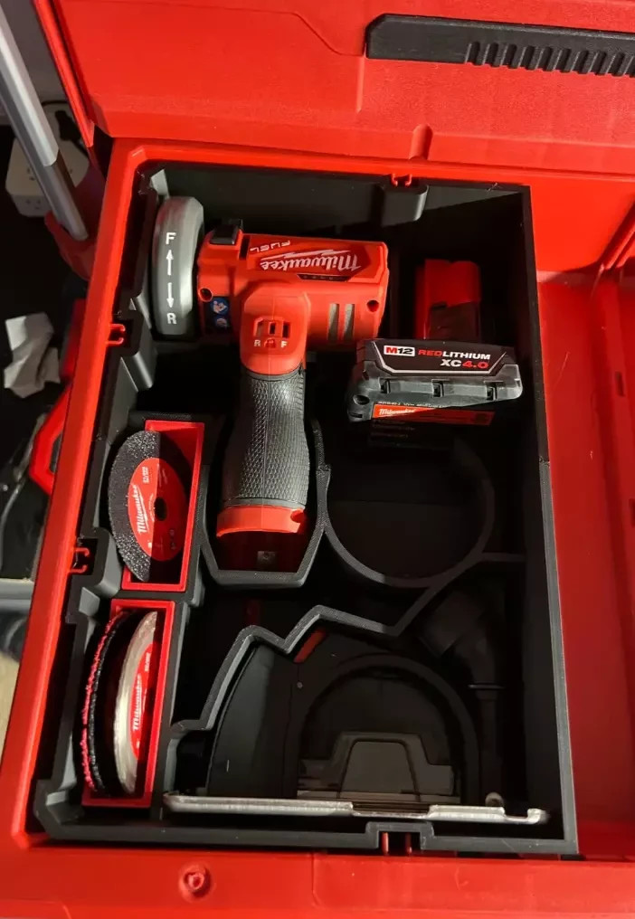 Milwaukee Packout M12 Fuel Cut Off Tool Organiser For 2/3 Drawer Toolbox