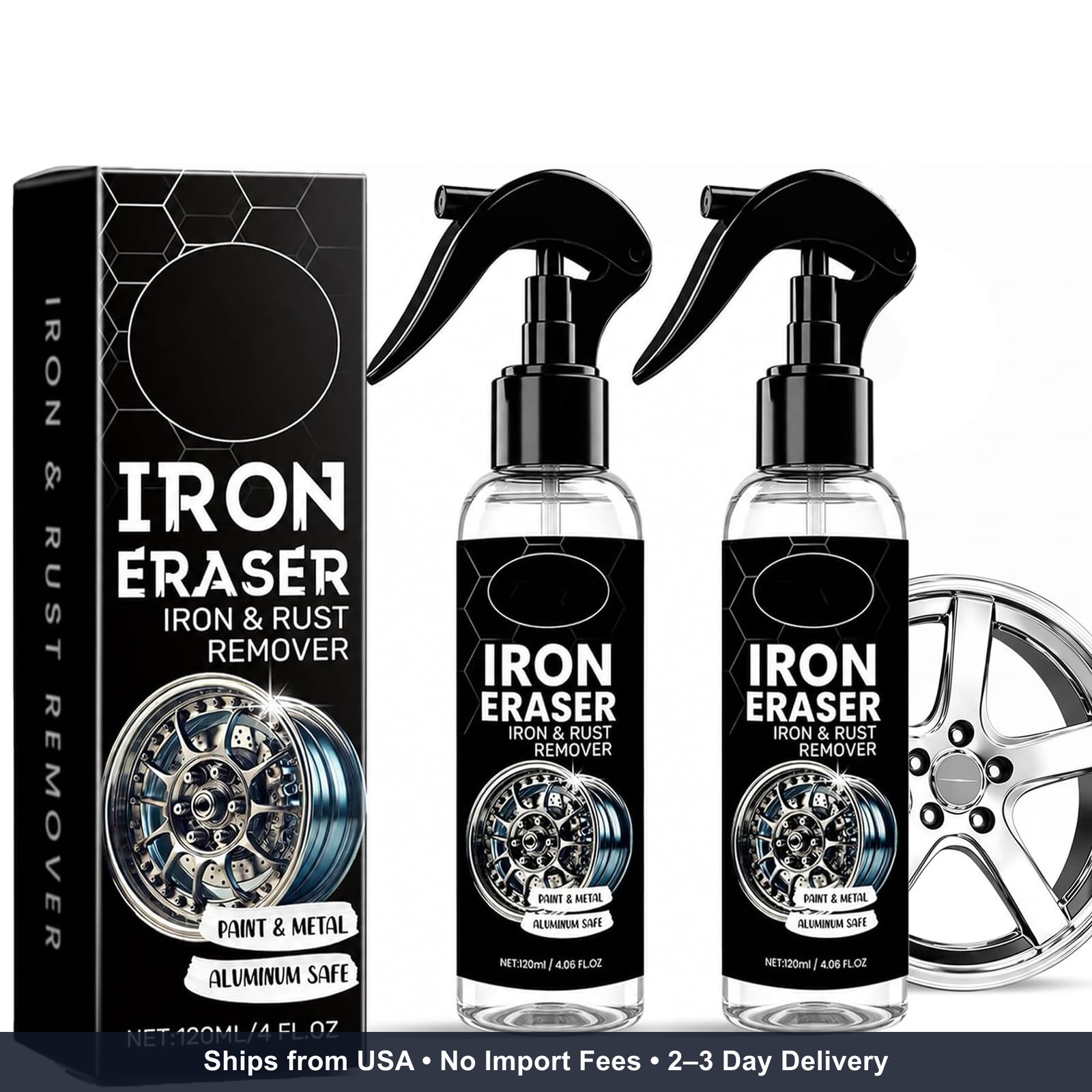 Iron Eraser Iron and Rust Remover, 2PCS Iron Eraser Rust Remover Spray for Car W