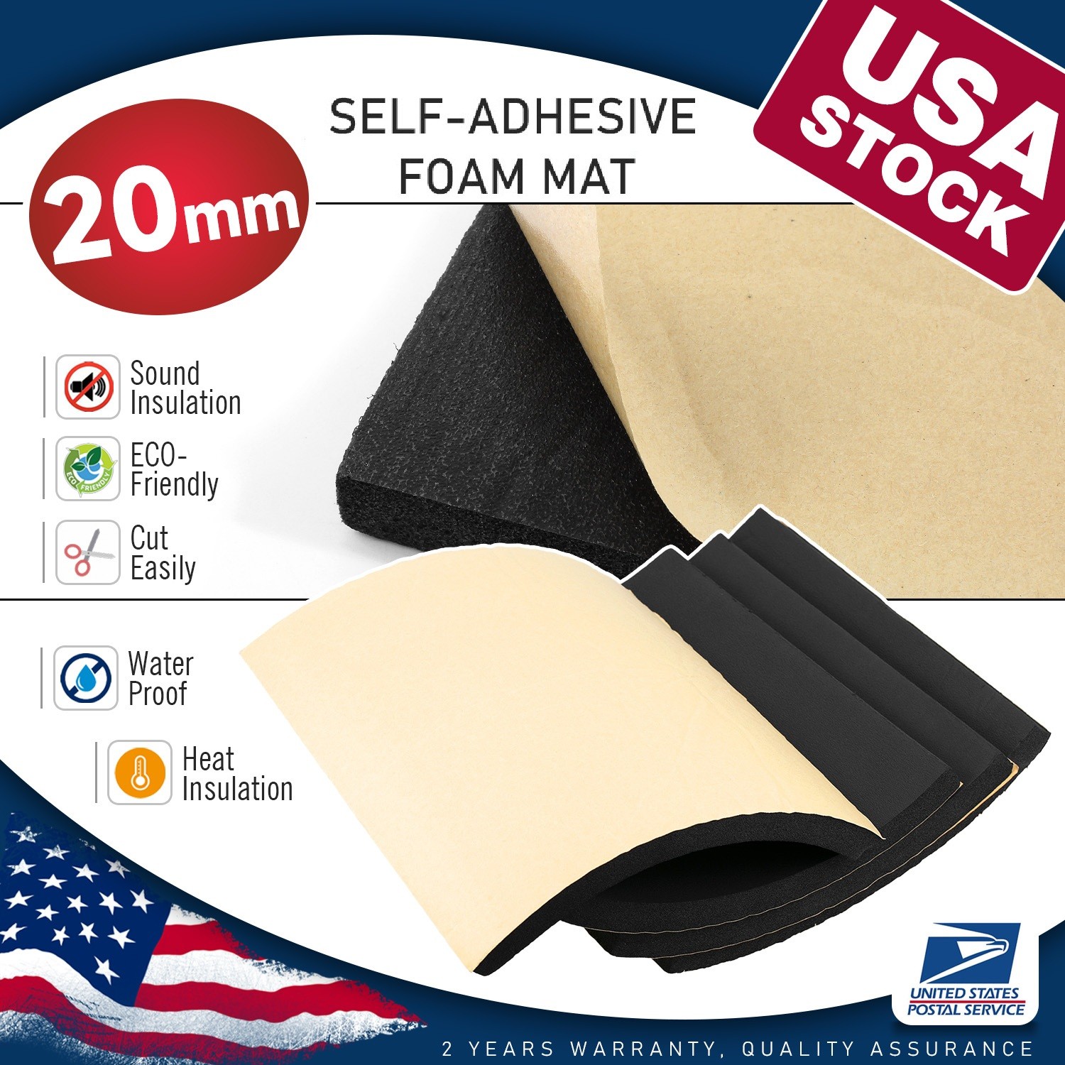 High-Density Adhesive Neoprene Foam Pad for Furniture, Cars & DIY Anti-Vibration