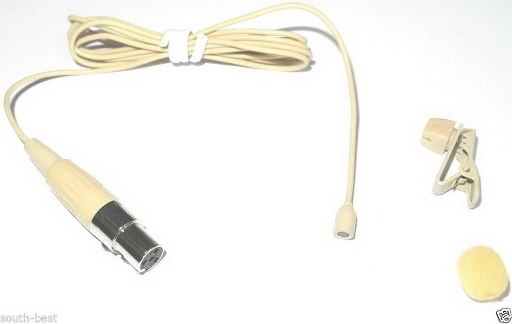 Beige mini Clip Lapel Lavalier Omni-directional Microphone For Shure wireless