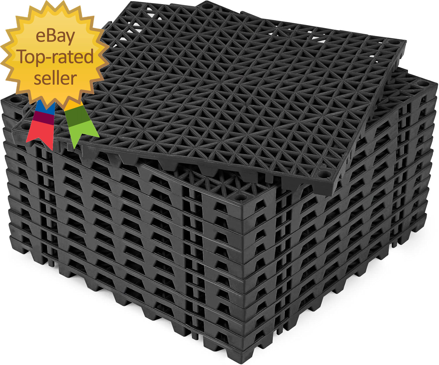 Modular Interlocking Cushion 12P 11.8" X 11.8" Interlocking Rubber Floor Drain H