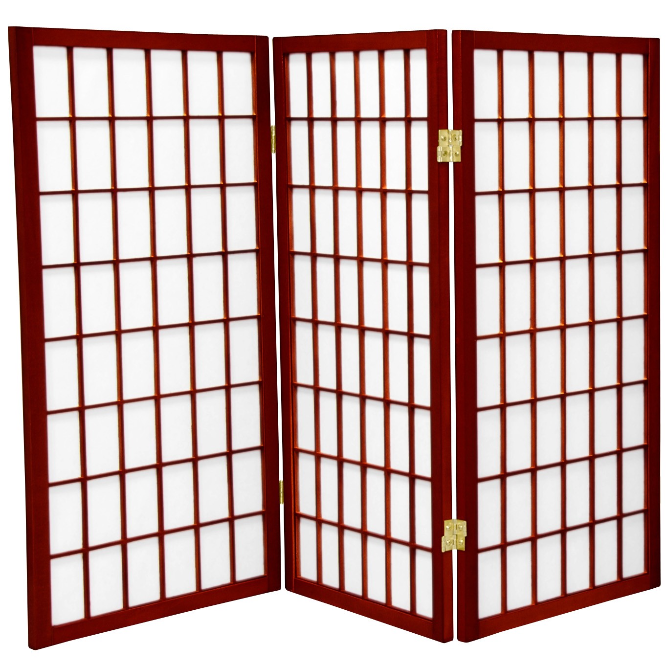 3 ft. Short Window Pane Shoji Screen - Rosewood - 3 Panels