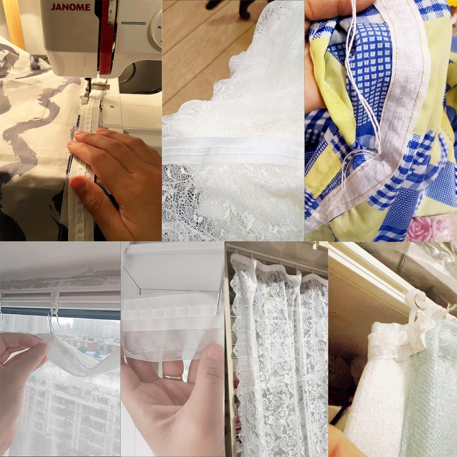 Curtain Narrow Header Tape with Strings 30Mx3Cm Pull Cord Pleat Cloth Heading Be