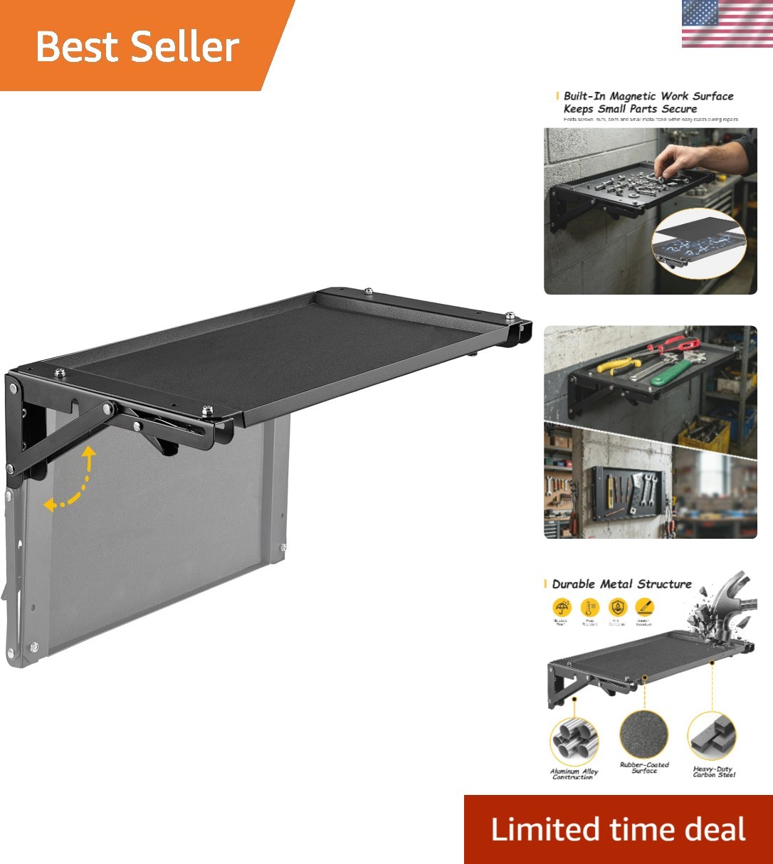 Professional Magnetic Tool Tray Folding Workbench for Efficient DIY - 15" x 10"