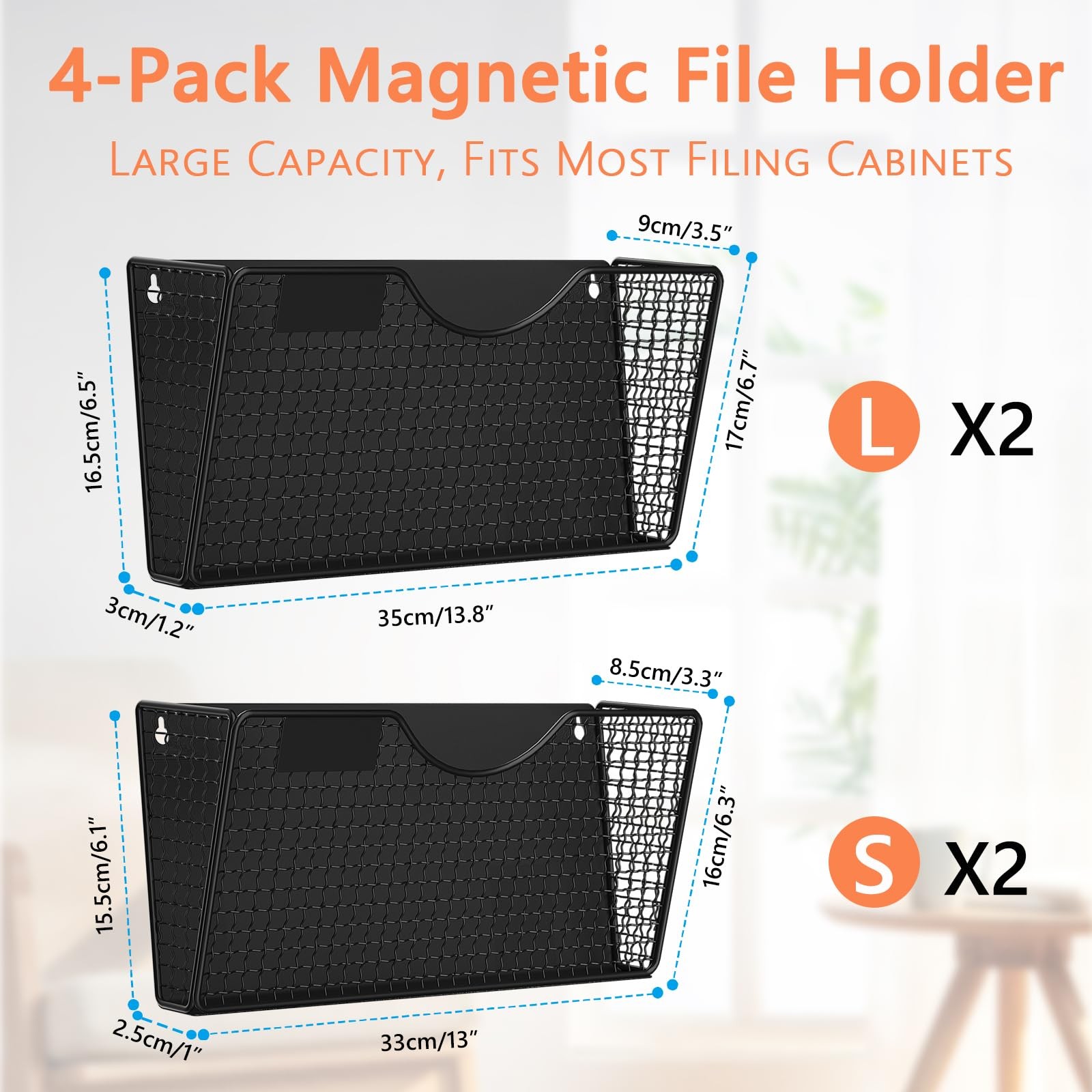 Mftek Magnetic File Holder 4 Pockets Magnetic File Folder Holder No Drilling