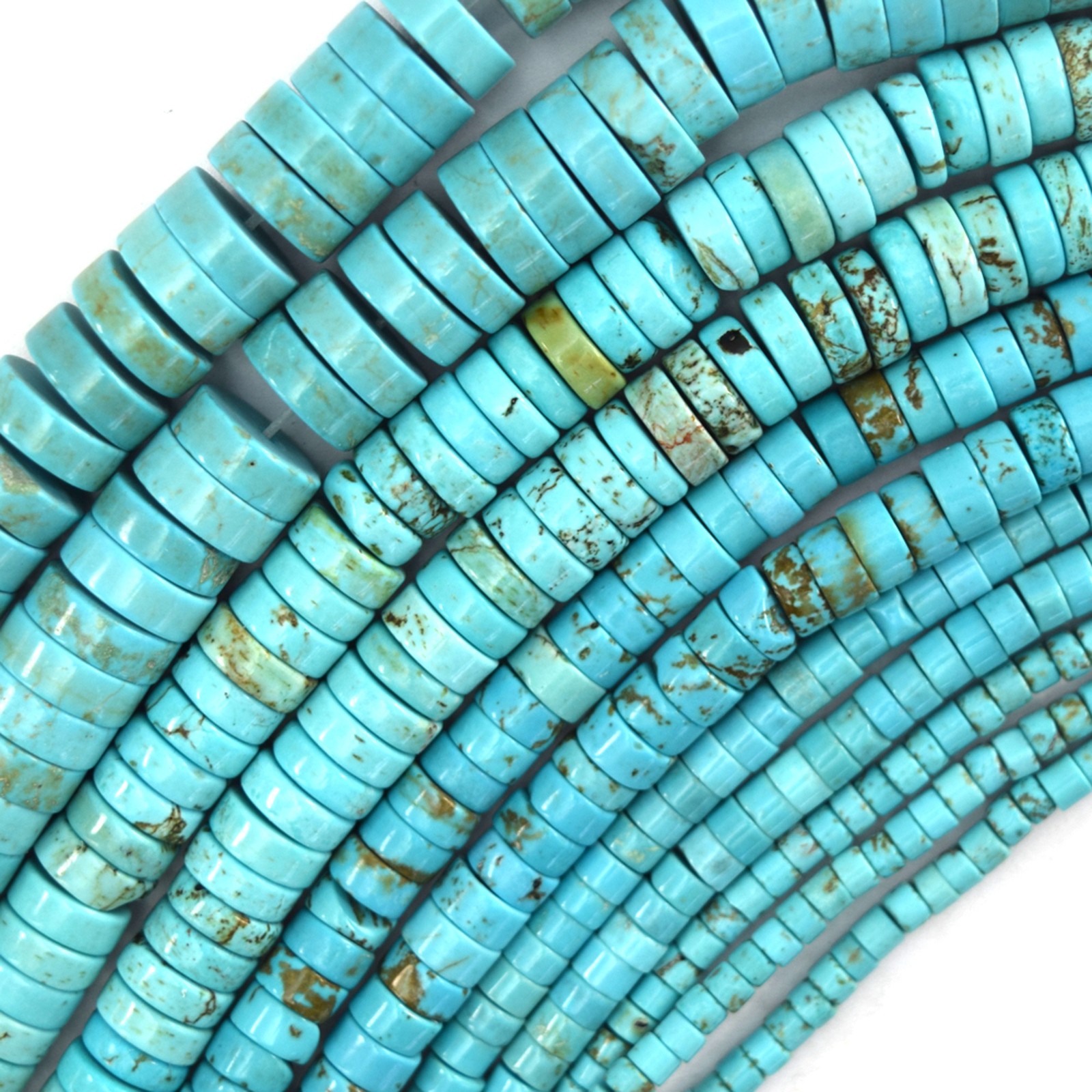 Blue Turquoise Heishi Disc Beads Gemstone 15.5" Strand 3mm 4mm 6mm 8mm 10mm 12mm