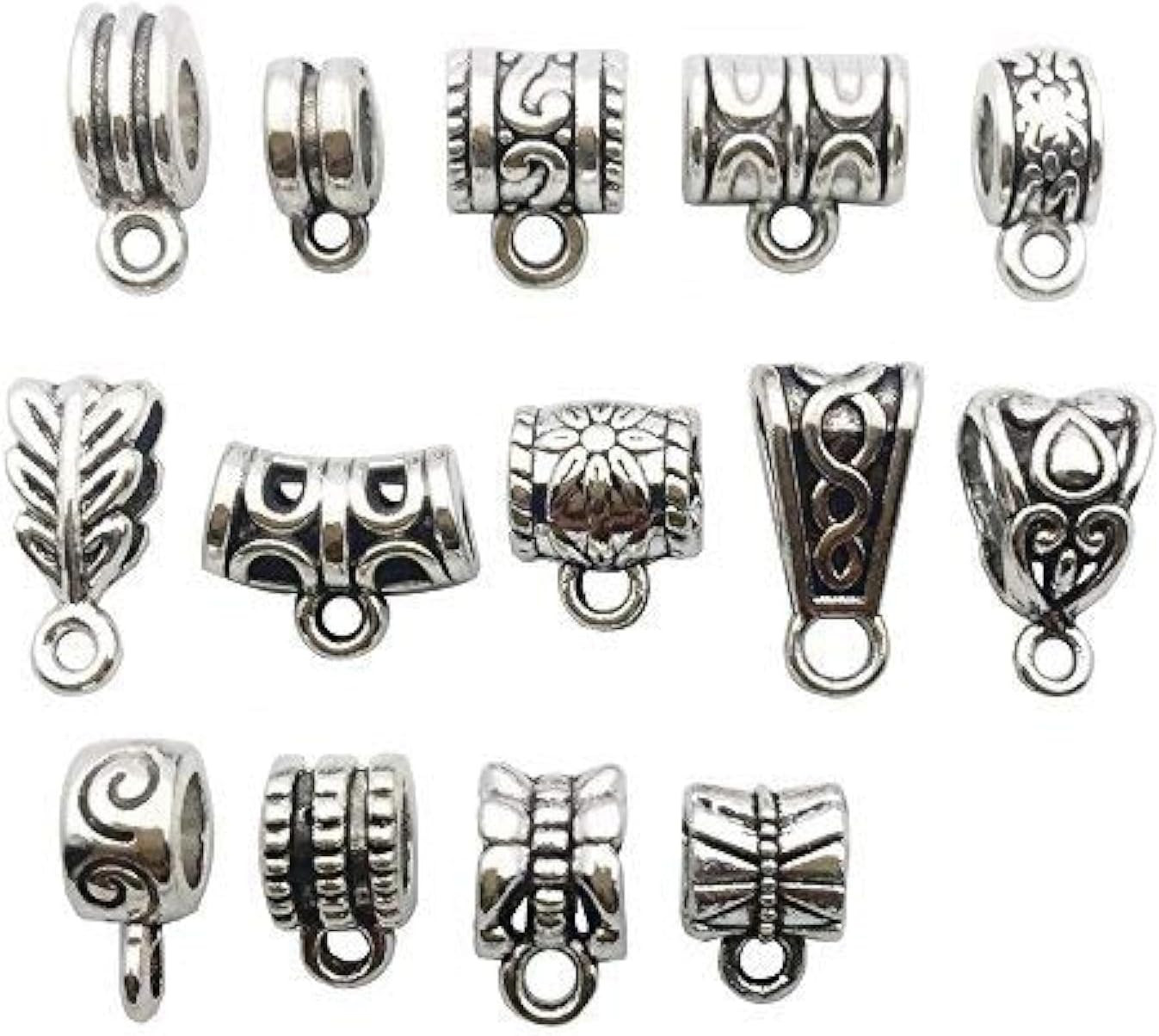 100G (About 125Pcs) Mixed Tibetan Tube, Spacer Bail Bead Hanger Fit Charm Europe